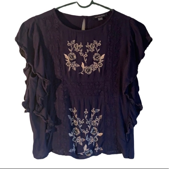 American Eagle Boho Embroidered Top Size XS - Picture 1 of 6